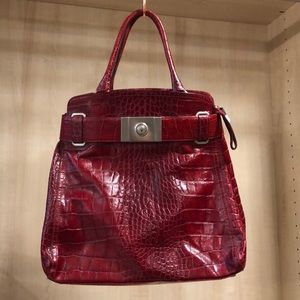Extra Large leather red alligator print handbag